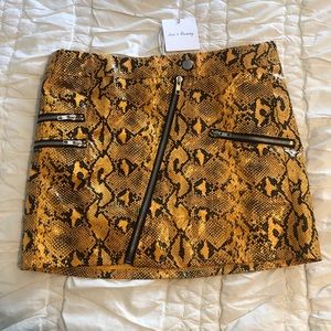 NWT Yellow Snakeskin Mini Skirt